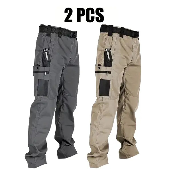 Men's Quick-Dry Tactical Cargo Pants Multi-Pocket Summer Casual Trousers 100% Polyester