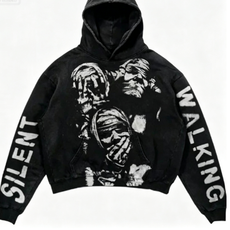 Harajuku Fashion Retro Skull Printed Hoodies