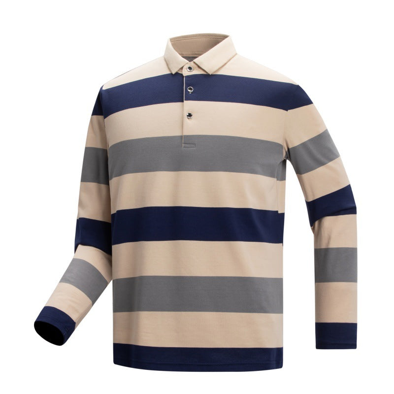 Striped long sleeve T-shirt cotton polo shirt T-shirt men's clothing