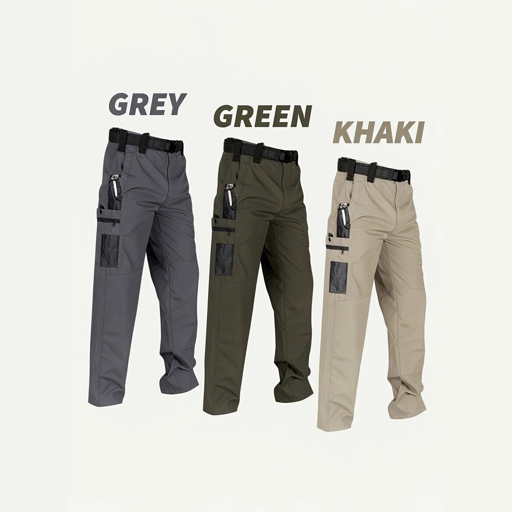 Men's Quick-Dry Tactical Cargo Pants Multi-Pocket Summer Casual Trousers 100% Polyester
