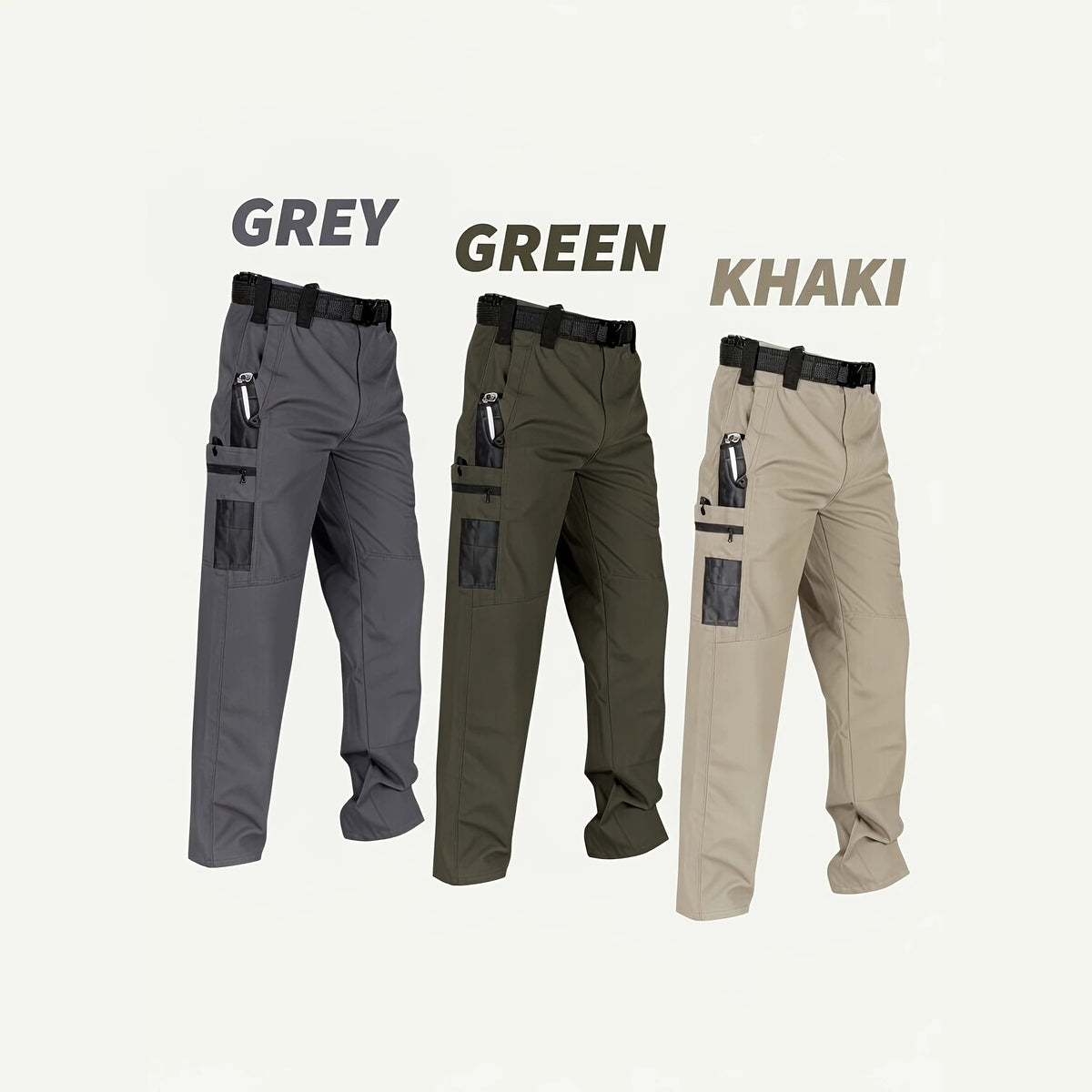 Men's Quick-Dry Tactical Cargo Pants Multi-Pocket Summer Casual Trousers 100% Polyester
