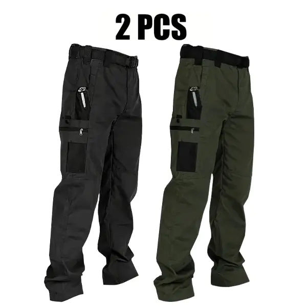 Men's Quick-Dry Tactical Cargo Pants Multi-Pocket Summer Casual Trousers 100% Polyester