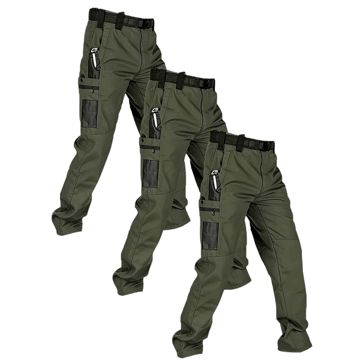 Men's Quick-Dry Tactical Cargo Pants Multi-Pocket Summer Casual Trousers 100% Polyester