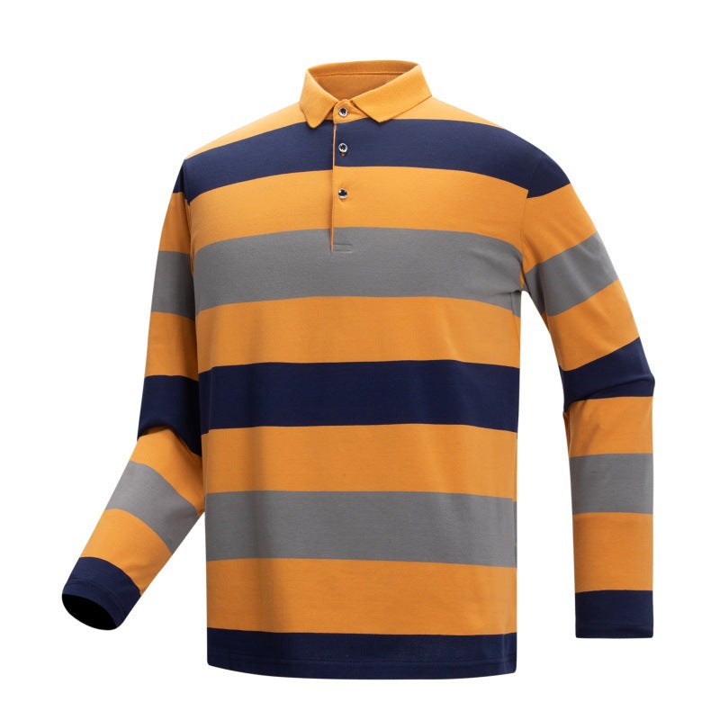 Striped long sleeve T-shirt cotton polo shirt T-shirt men's clothing
