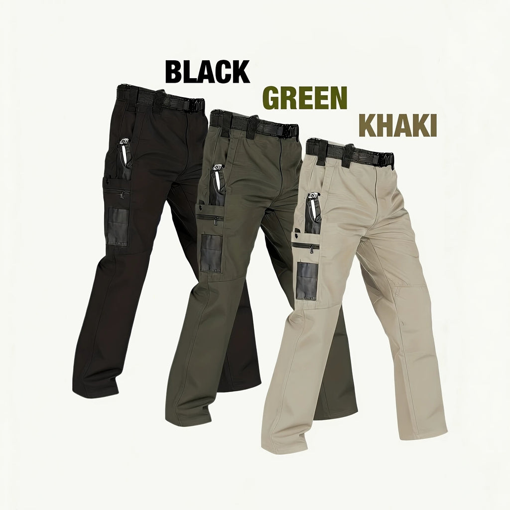 Men's Quick-Dry Tactical Cargo Pants Multi-Pocket Summer Casual Trousers 100% Polyester