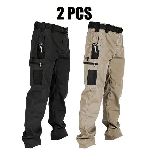 Men's Quick-Dry Tactical Cargo Pants Multi-Pocket Summer Casual Trousers 100% Polyester