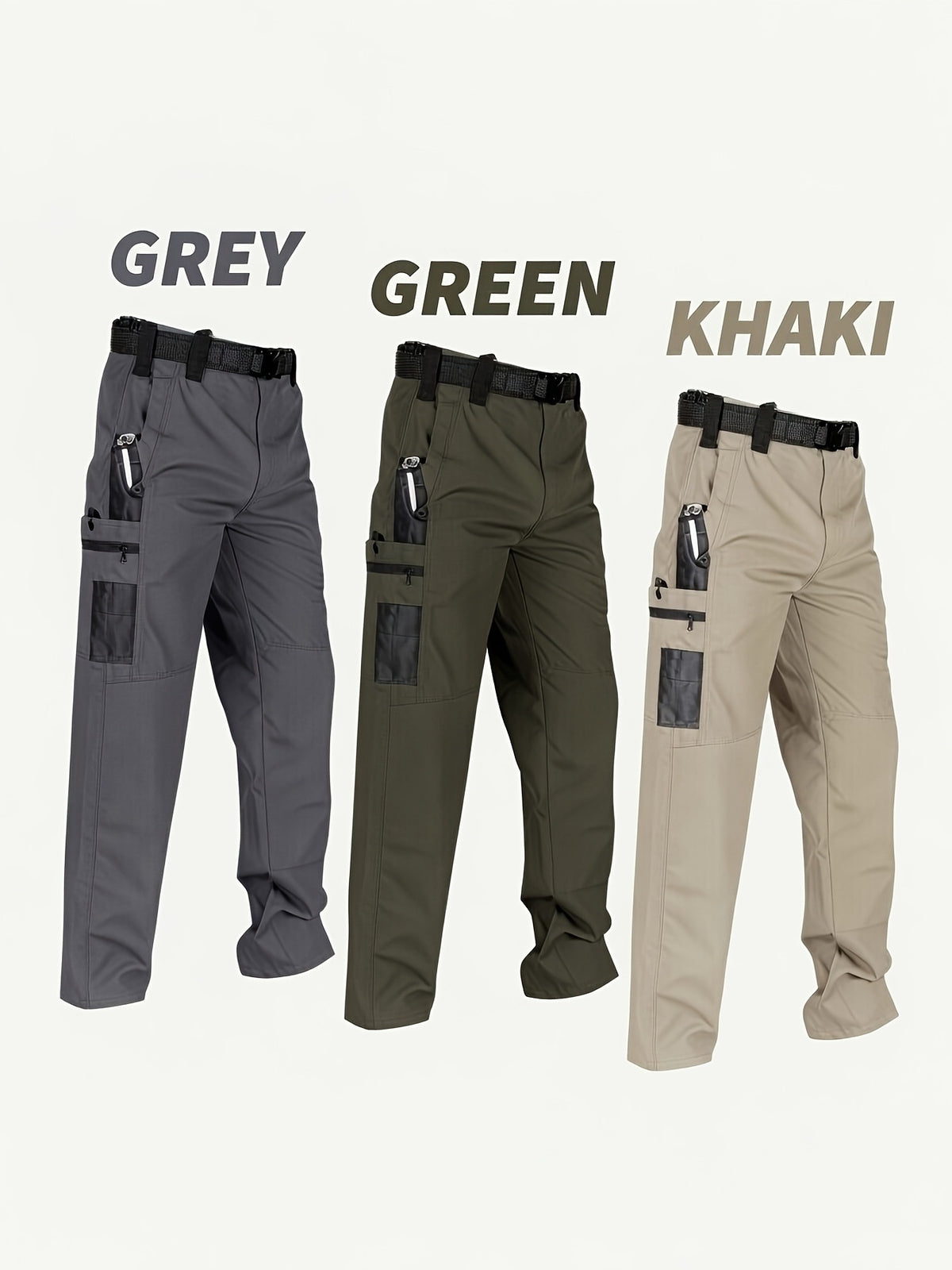Men's Quick-Dry Tactical Cargo Pants Multi-Pocket Summer Casual Trousers 100% Polyester