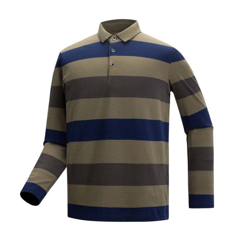 Striped long sleeve T-shirt cotton polo shirt T-shirt men's clothing