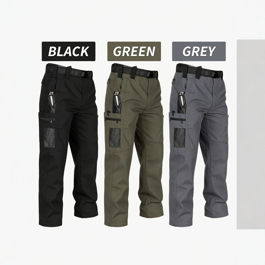 Men's Quick-Dry Tactical Cargo Pants Multi-Pocket Summer Casual Trousers 100% Polyester