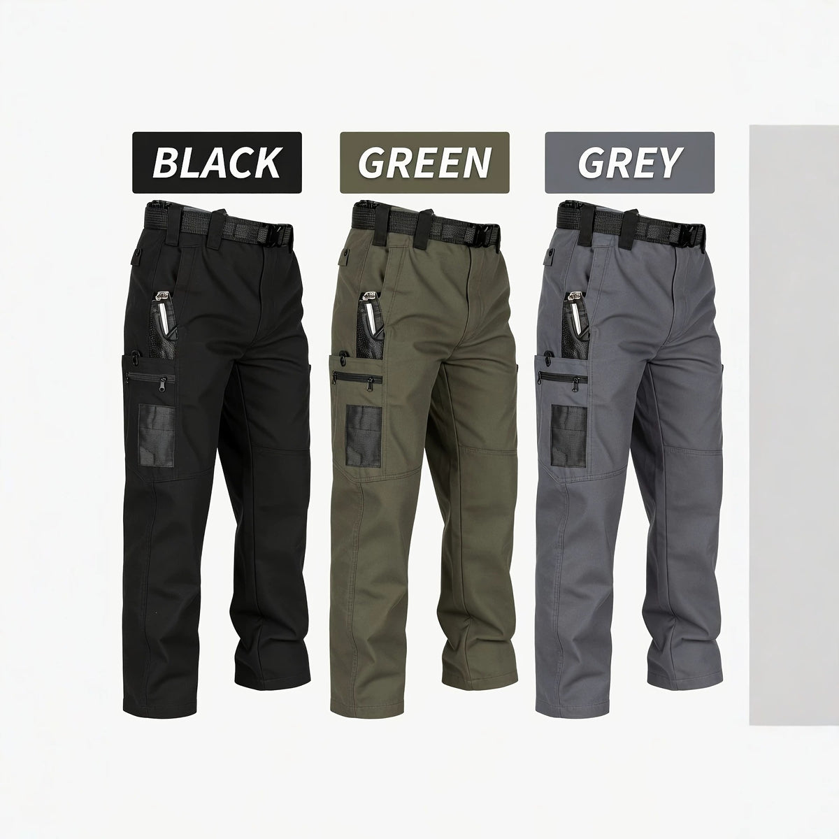 Men's Quick-Dry Tactical Cargo Pants Multi-Pocket Summer Casual Trousers 100% Polyester
