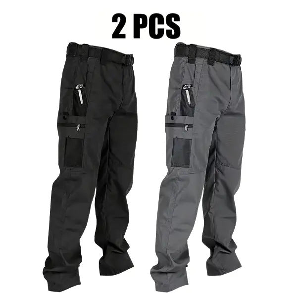 Men's Quick-Dry Tactical Cargo Pants Multi-Pocket Summer Casual Trousers 100% Polyester