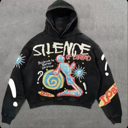 Harajuku Fashion Retro Skull Printed Hoodies