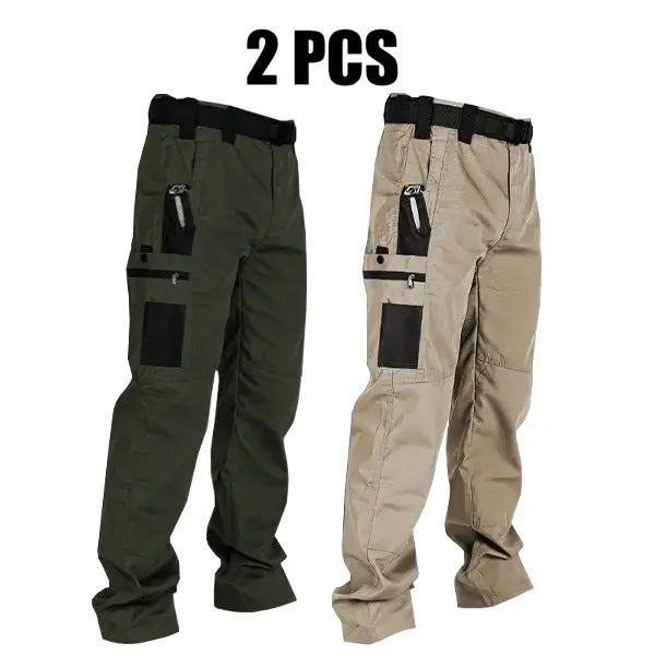 Men's Quick-Dry Tactical Cargo Pants Multi-Pocket Summer Casual Trousers 100% Polyester