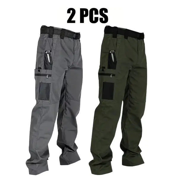 Men's Quick-Dry Tactical Cargo Pants Multi-Pocket Summer Casual Trousers 100% Polyester