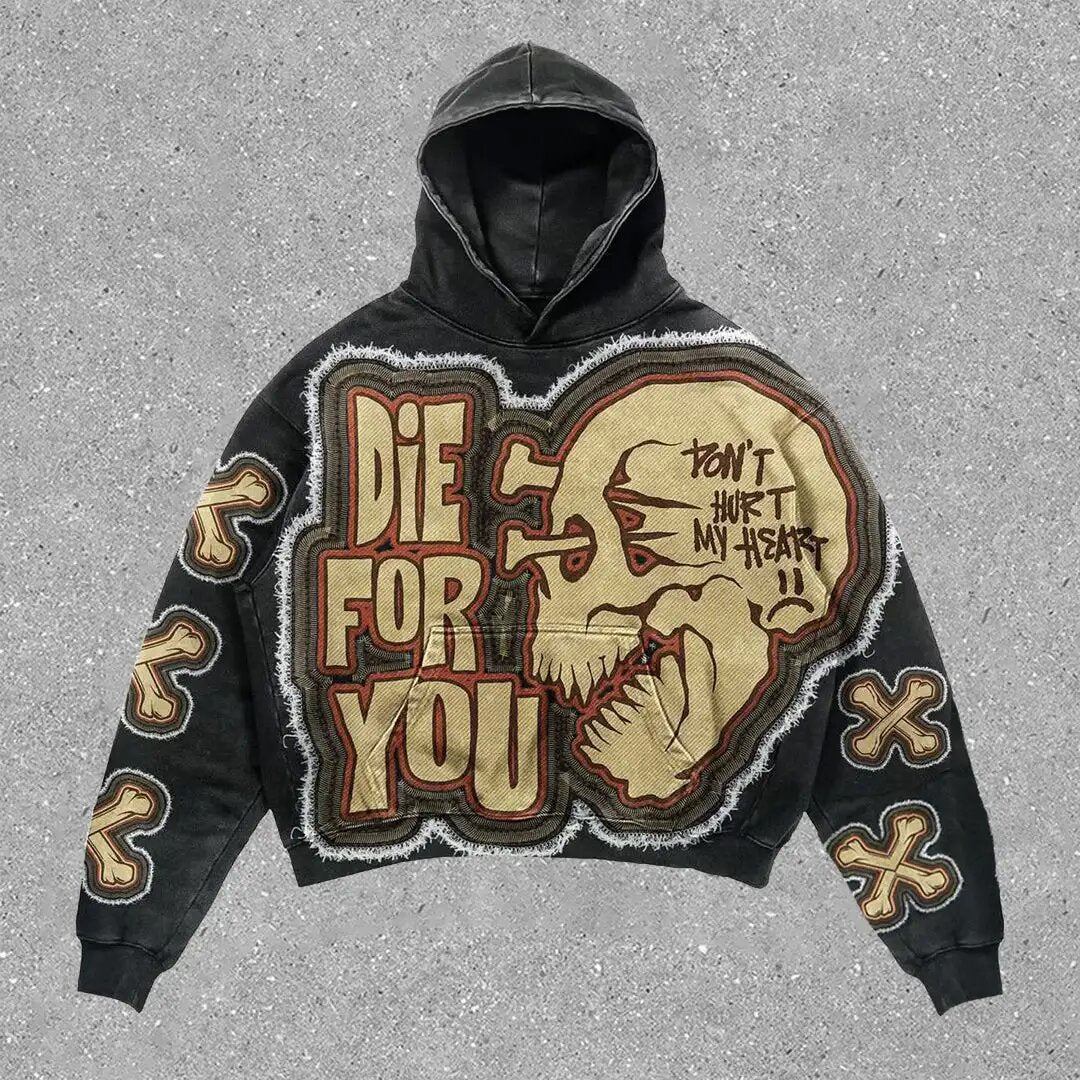 Harajuku Fashion Retro Skull Printed Hoodies