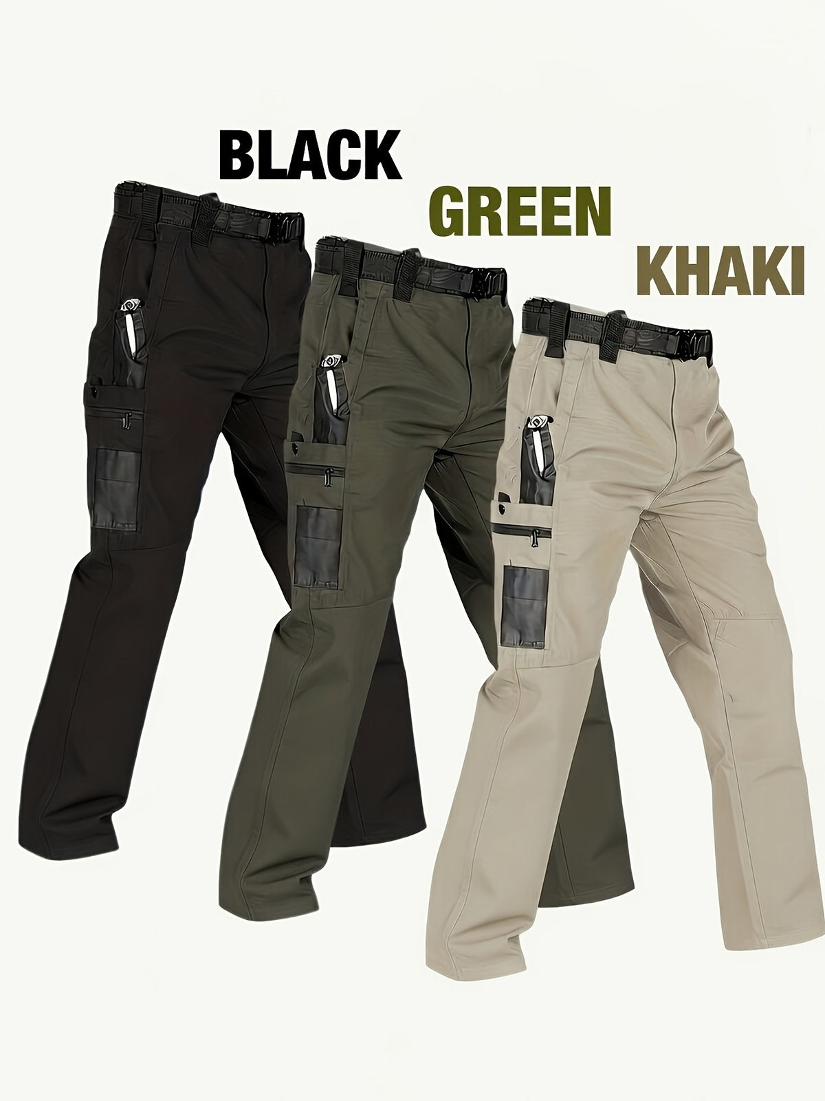 Men's Quick-Dry Tactical Cargo Pants Multi-Pocket Summer Casual Trousers 100% Polyester