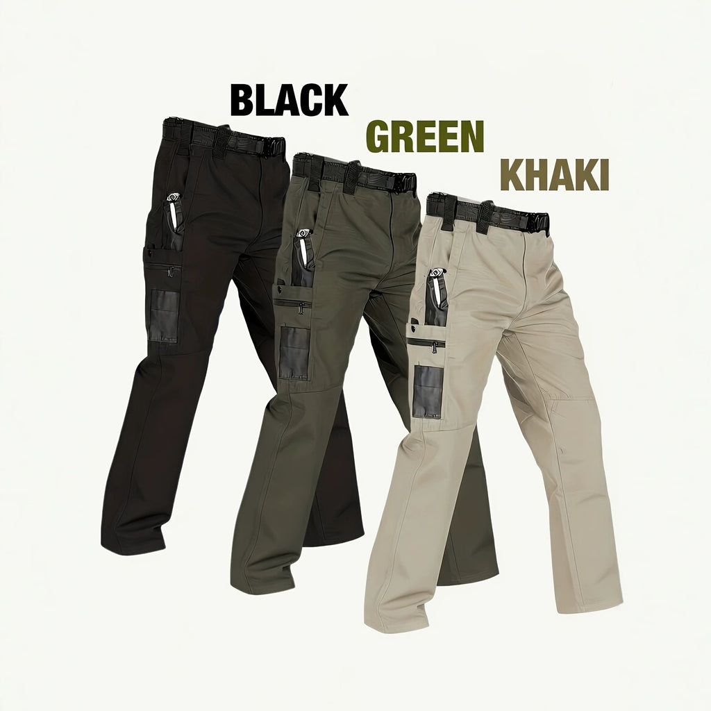 Men's Quick-Dry Tactical Cargo Pants Multi-Pocket Summer Casual Trousers 100% Polyester